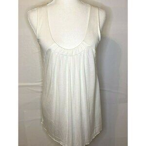 Ann Taylor Loft White Modal Sleeveless Pleated Tank Top M